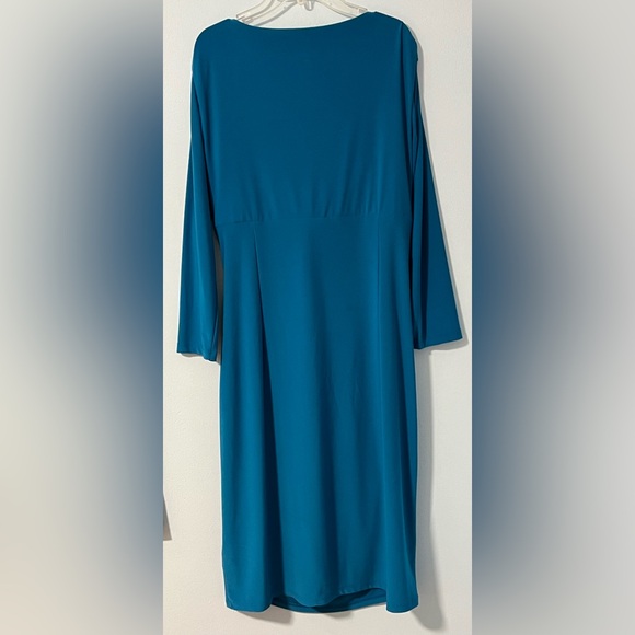 Ralph Lauren Cinched Blue V-Neck Dress - Picture 2 of 9